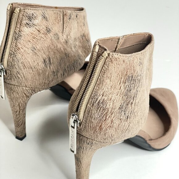 Revolution Indulge Ankle Cuff Heels Sz 7 Taupe 3.5 "Heel Back Zipper Almond Toe - Picture 13 of 15